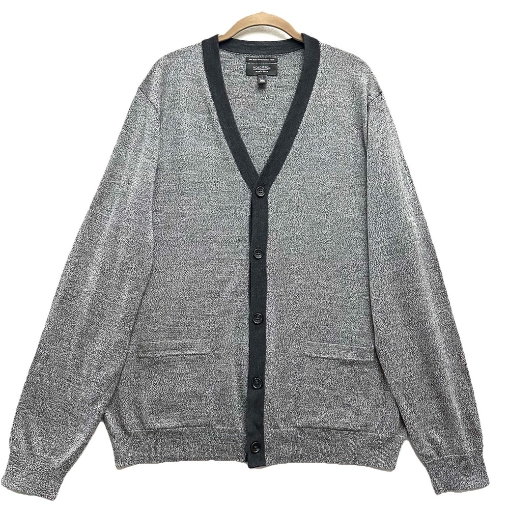 Nordstrom Italian Merino Wool Cardigan L Large Button Front Pockets Grandpa